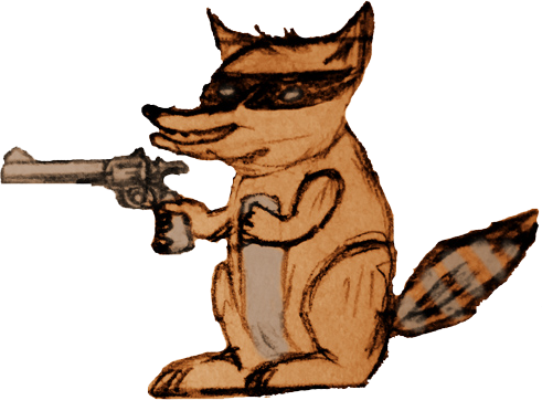 raccoon with a gun